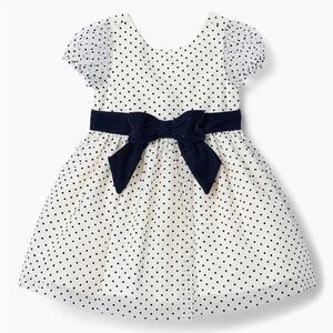 Polka Dot Kids Dress with Navy Bow- New with tag